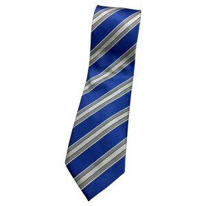 DONALD J. TRUMP Men's 100% Silk Necktie DESIGNER Blue Gray Striped W:3.7" EUC